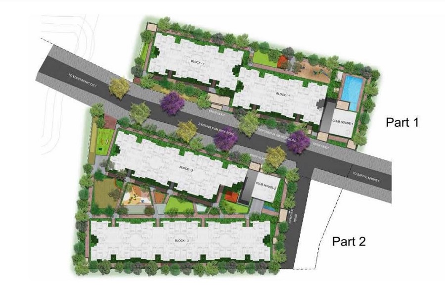 Sterlitee Regal Park master plan showing towers and open spaces